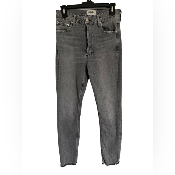 Agolde NICO Button Fly Raw Hem Hi Rise Gray Jeans Women Size 26 - Picture 2 of 15